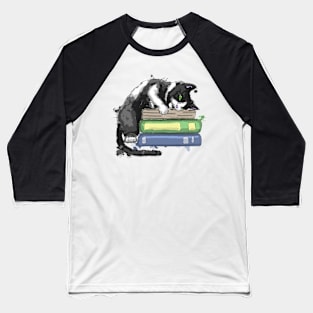 Funny cat with books Baseball T-Shirt